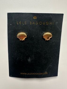 Lele Sadoughi 14k Gold Plated COQUILLE Shell Stud Earrings